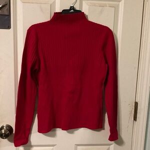 Rafaella Red Ribbed Turtleneck Sweater Medium M